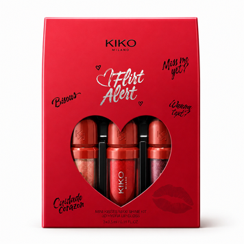 Набір із 3 міні-блисків для губ KIKO MILANO Flirt Alert Mini Kisses Maxi Shine Kit 3D Hydra Lip Gloss 1800/85932 фото