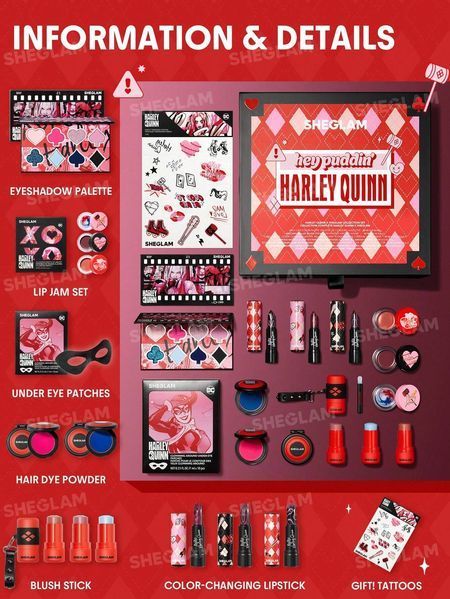Колекційний набір косметики SHEGLAM Harley Quinn X SHEGLAM Collection Set, набір декоративної косметики колекція Харлі Квінн 3670/85963 фото