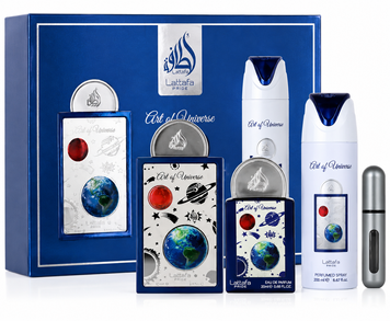 Lattafa Perfumes Art Of Universe подарунковий набір унісекс парфумована вода + парфумована вода + дезодорант спрей + атомайзер Lattafa Perfumes Art Of Universe подарунковий набір  фото